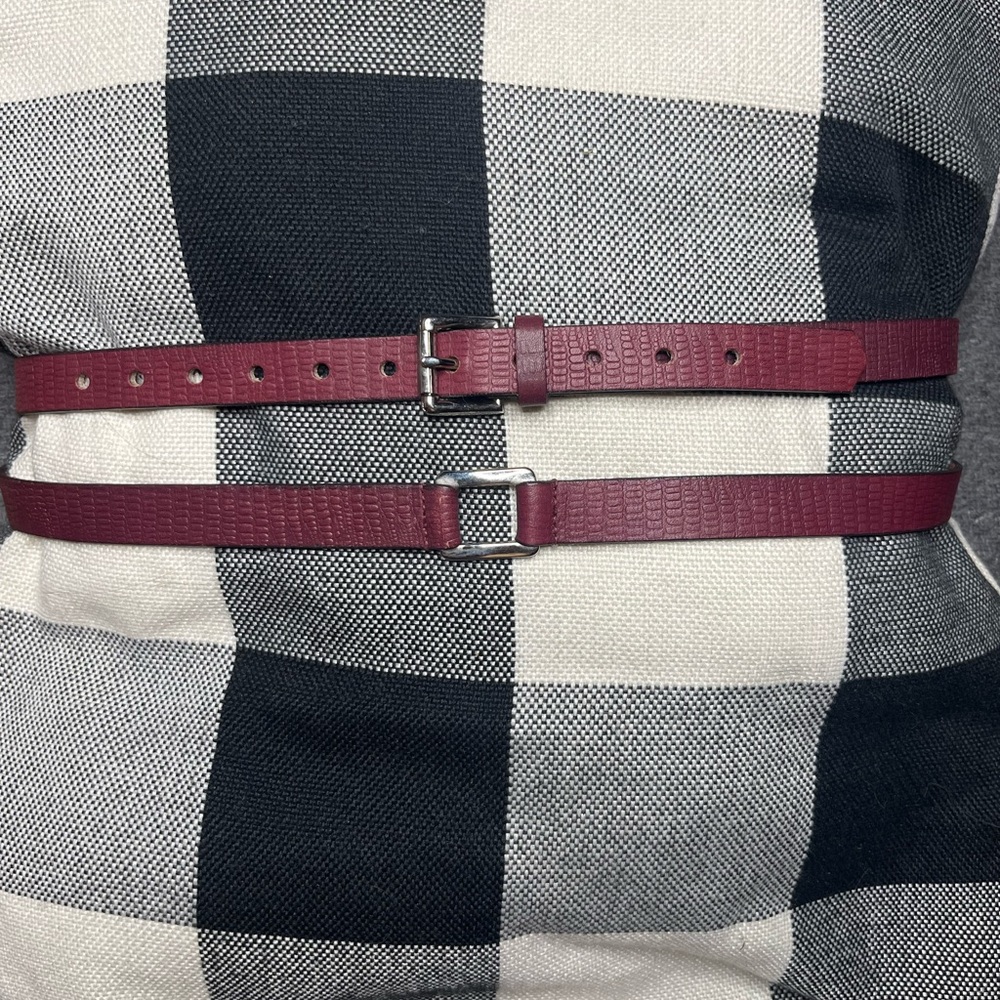 Elegant Burgundy Genuine Leather Belt - Picture 7 of 7